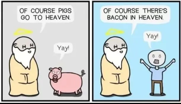 pigs and bacon in heaven funny graphic