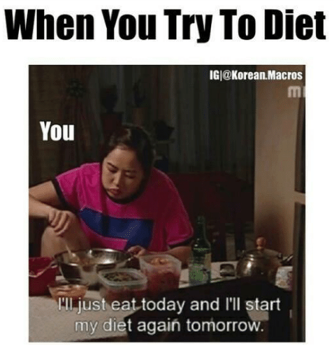 photo of lady eating saying she is trying to diet