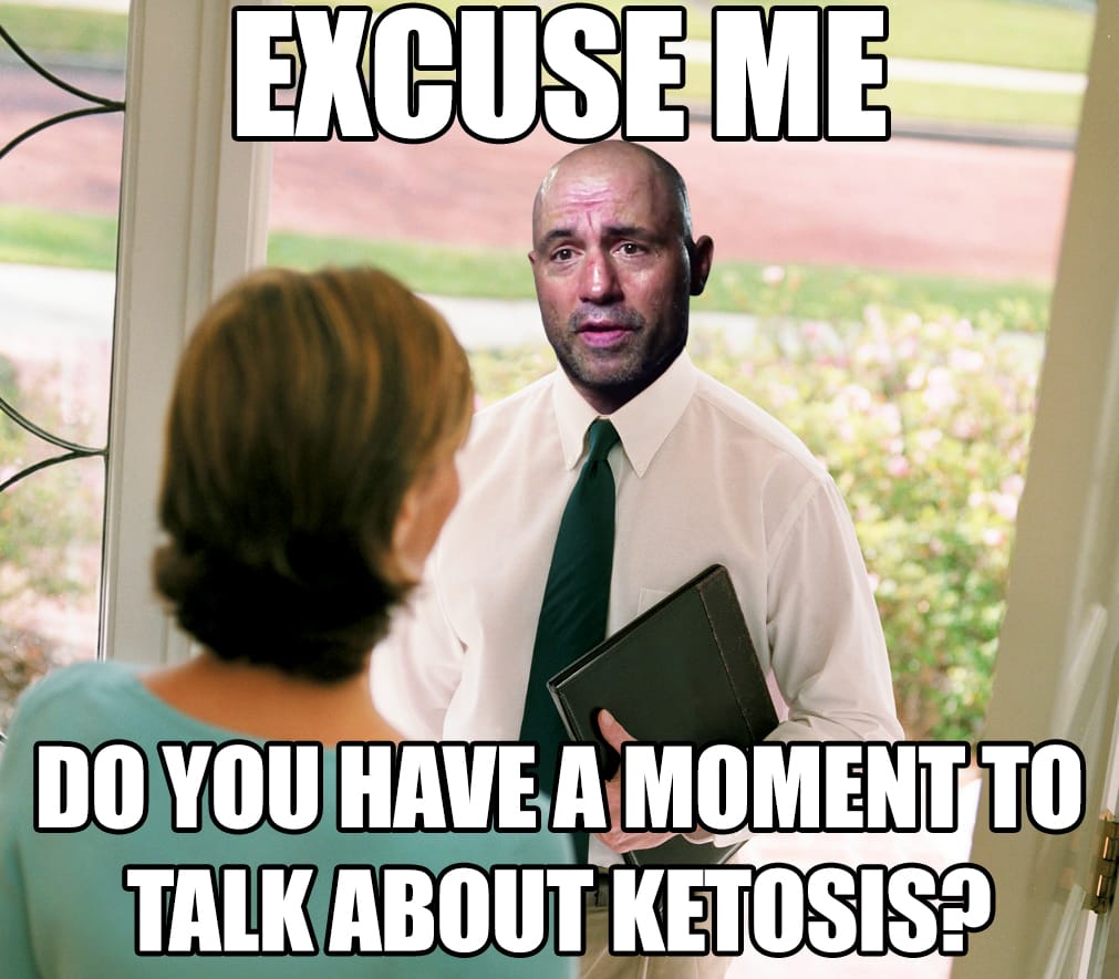 funny graphic with man at the door asking about ketosis