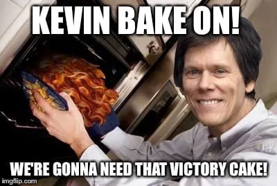 kevin bacon meme says kevin bake on with bacon