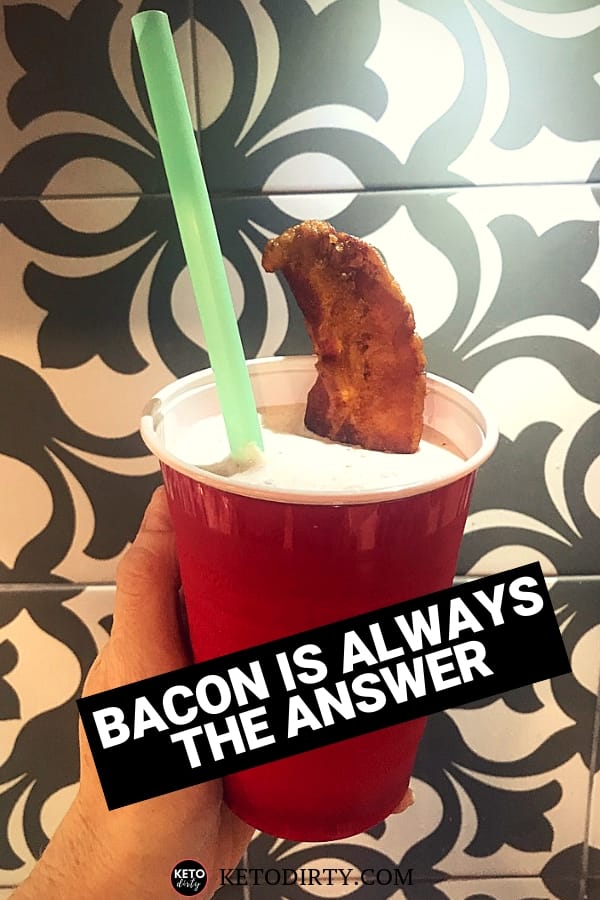 bacon shake in red solo cup with straw