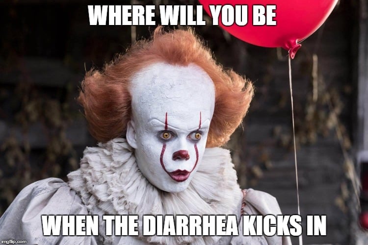 Keto Shits Clown Meme where will you be when the diarrhea kicks in - IT sugar free candy diarrhea meme about keto shits