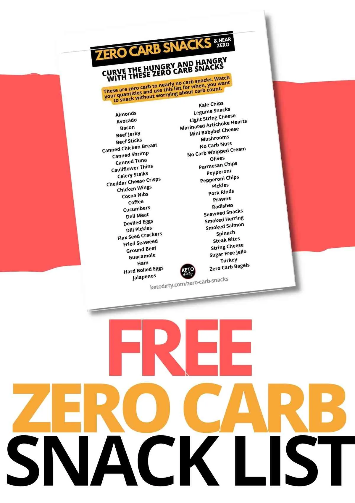 no carb snacks pdf free list zero carb snacks list