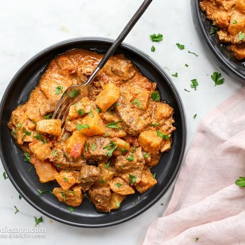 CreamyInstantPotBeefStew 15 - 75+ Keto Crockpot Recipes - Delicious Slow Cooker Low Carb Meals