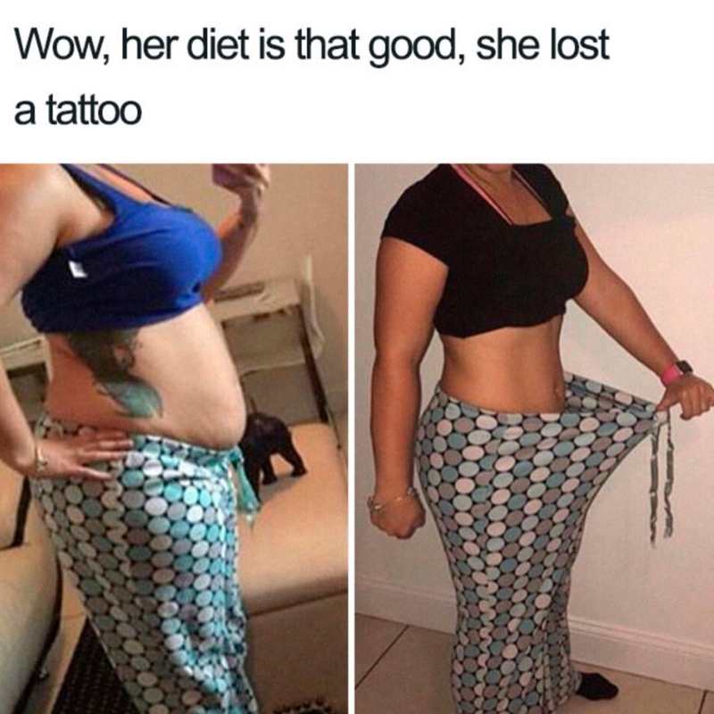 before after lose tattoo meme