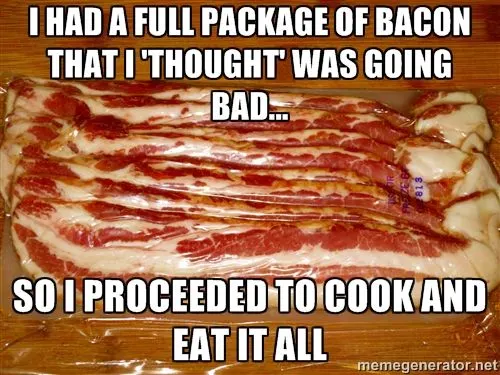 cooking bacon package meme