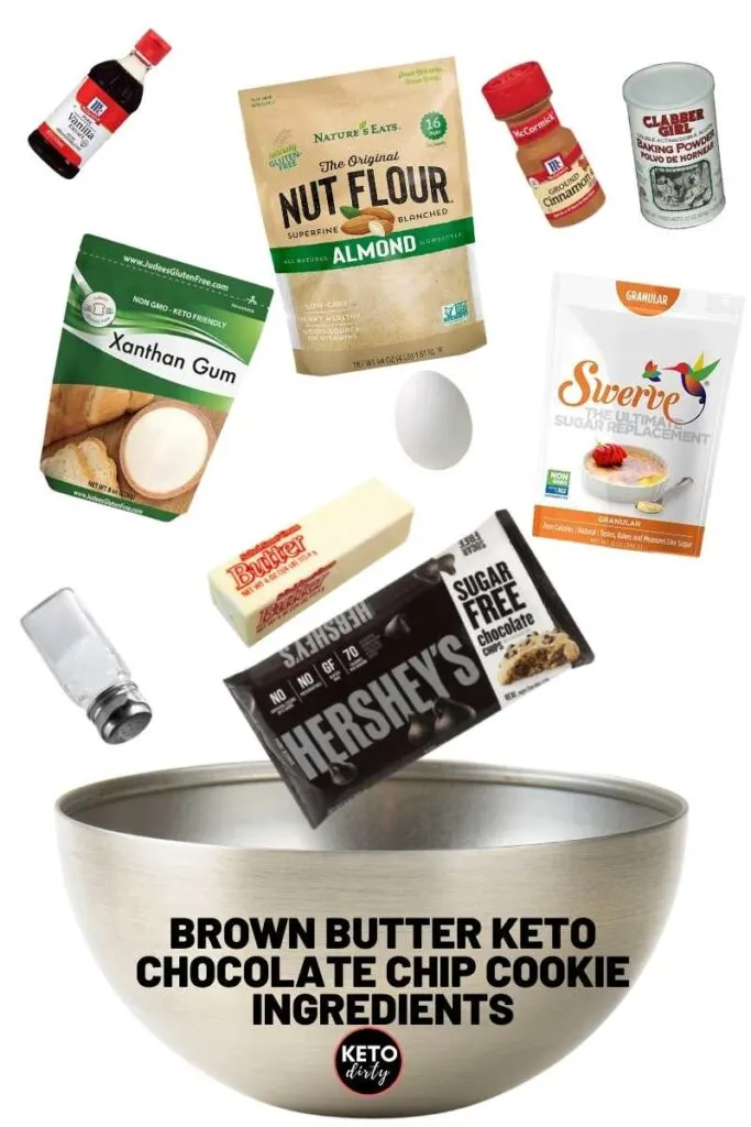 keto chocolate chip cookies recipe ingredients brown butter