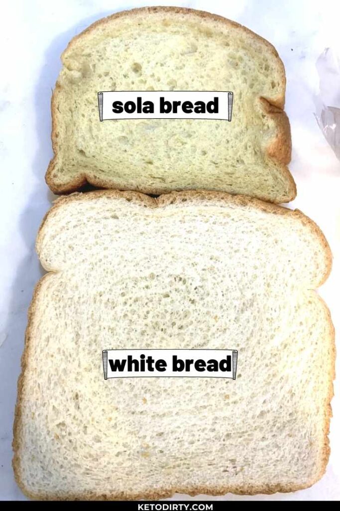 no sugar sola bread vs white bread slice size