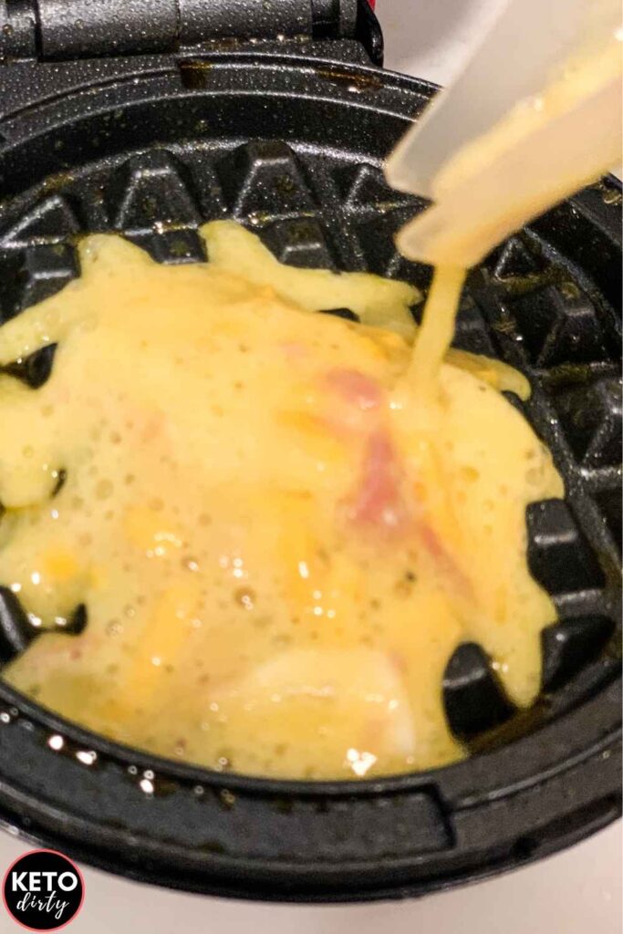 ham chaffles keto waffle mixture