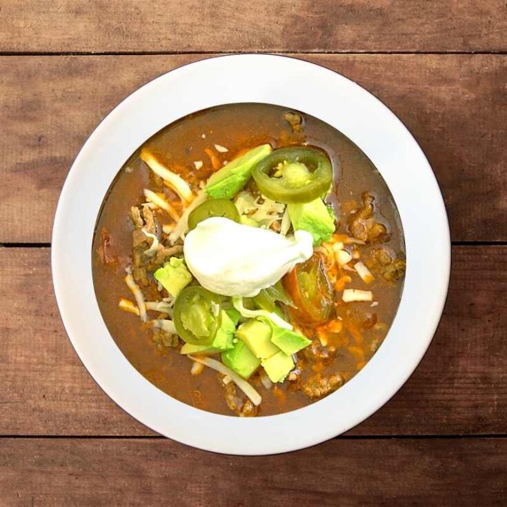 slow cooker keto taco soup avocado sour cream ground beef