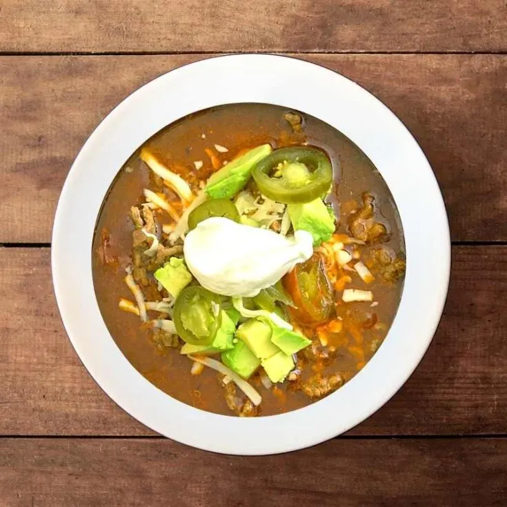 slow cooker keto taco soup avocado sour cream ground beef