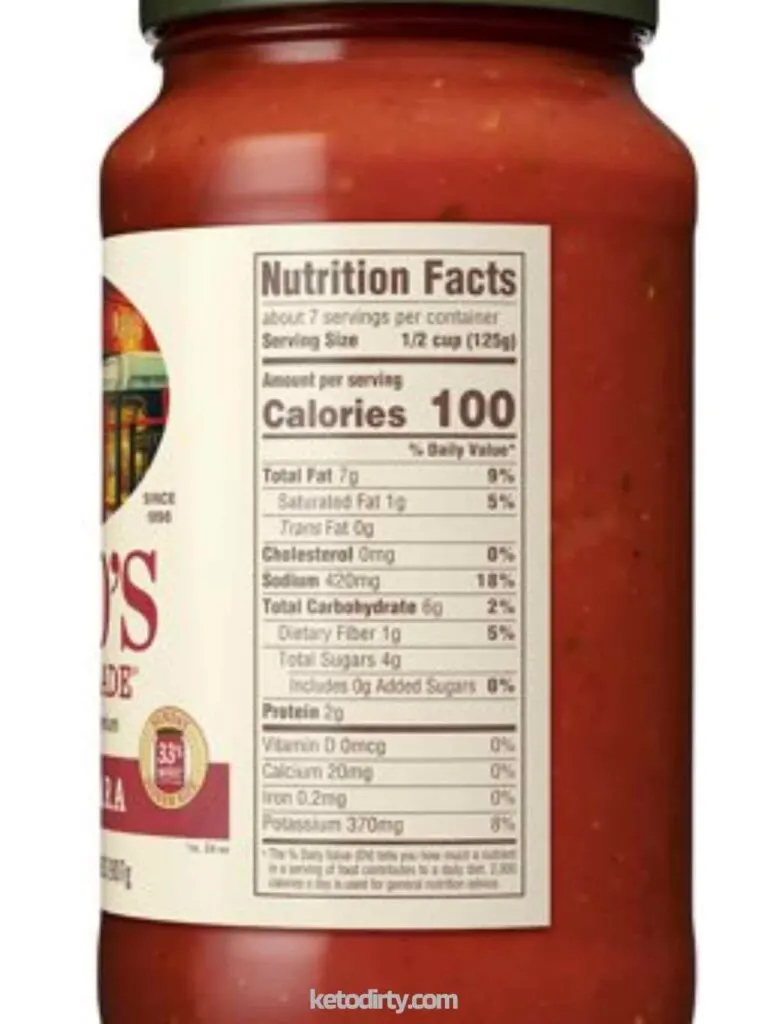 Rao's tomato sauce nutrition facts