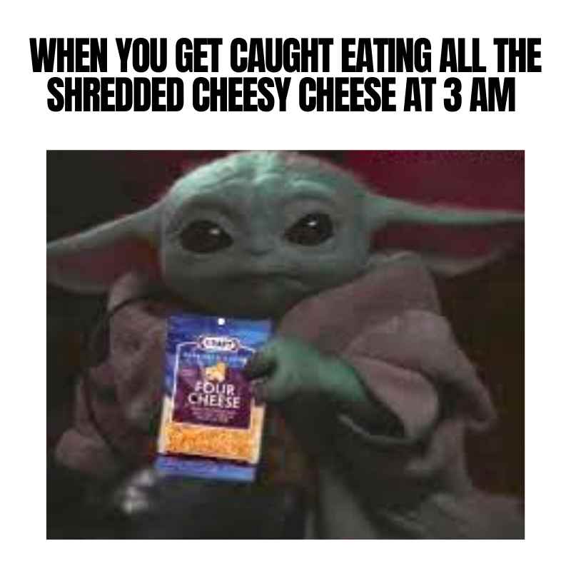 shredded cheese baby yoda meme