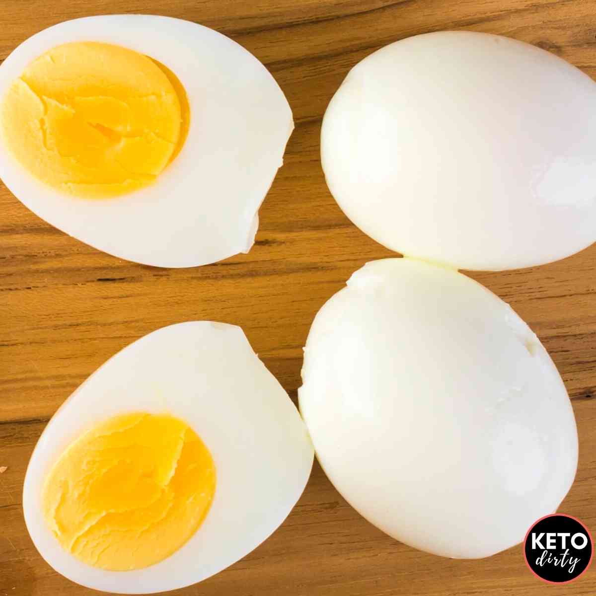 Million Dollar Deviled Eggs - Best Under 1 Net Carb Recipe half hard boiled eggs for deviled eggs