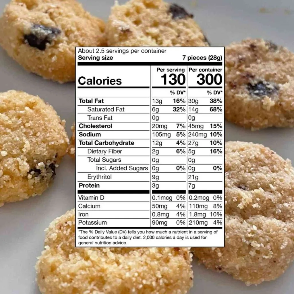 highkey cookies chocolate chip keto nutritional facts