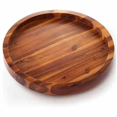 RABAHA 16" Acacia Lazy Susan Organizer for Table - Wooden Lazy Susan Turntable for Cabinet - Kitchen Turntable Storage Food Bins Container for Pantry, Countertop (Acacia Wood)