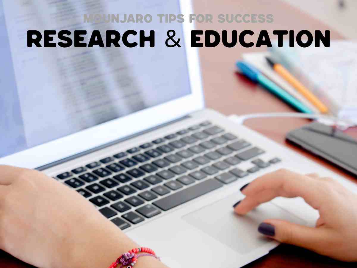 Research and education tip for Mounjaro users on a laptop to stay informed about GLP-1 therapy and successful weight loss