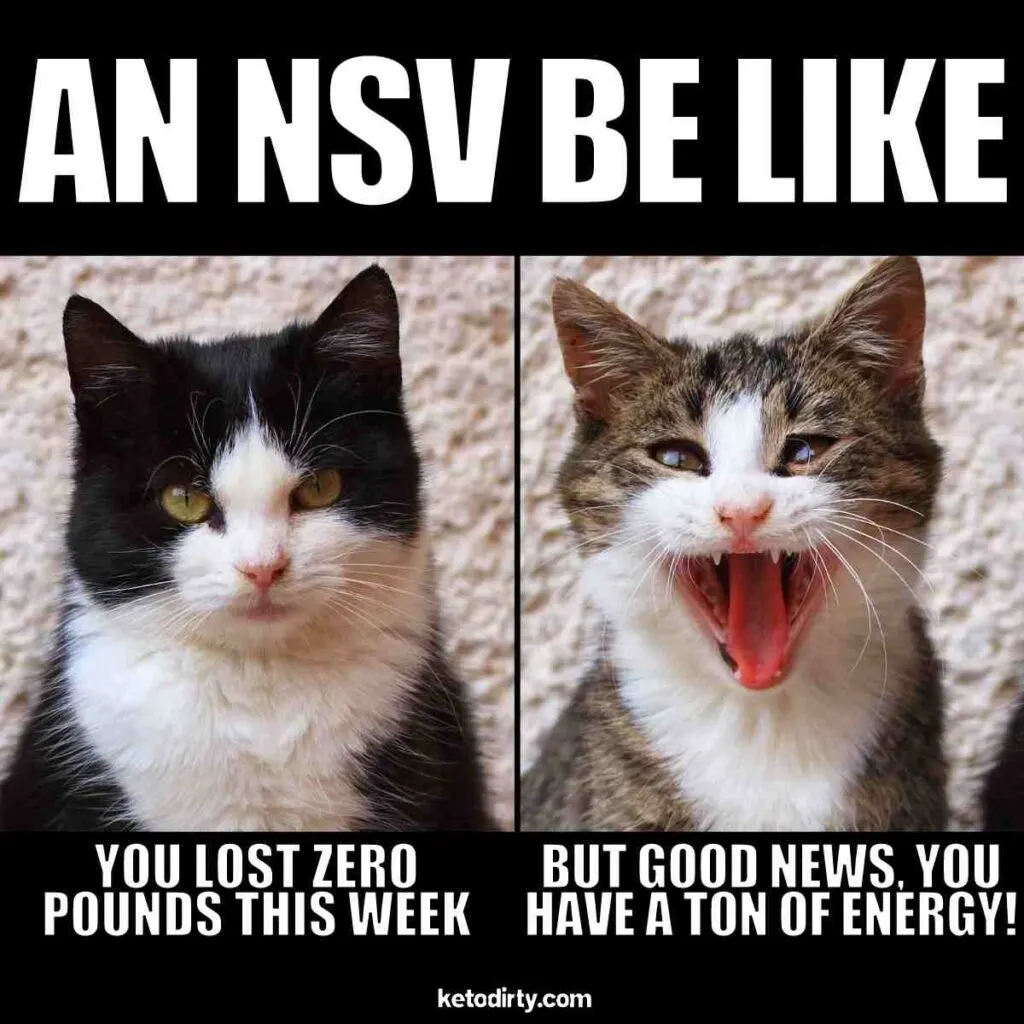 nsv meme - non scale victory be like you lost zero pounds this week but good news you have a ton of energy