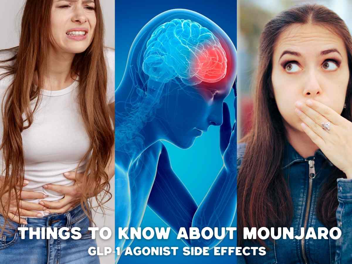 7 Common Mounjaro Side Effects Nobody Warned You About woman experiencing mounjaro side effects headache, stomach issues, nausea