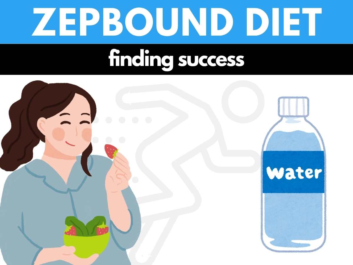 Zepbound Diet 101: What to Eat for Success and What to Avoid Zepbound diet success illustration showing woman eating salad and drinking water for weight loss